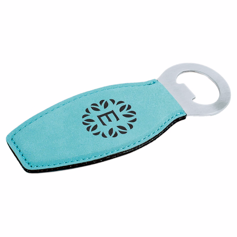 Teal Leatherette Bottle Opener with Magnet