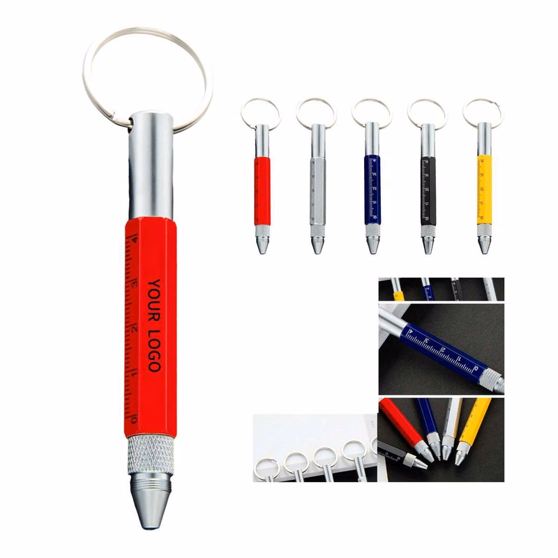 Keychain Pen with Stylus Screwdriver and Ruler
