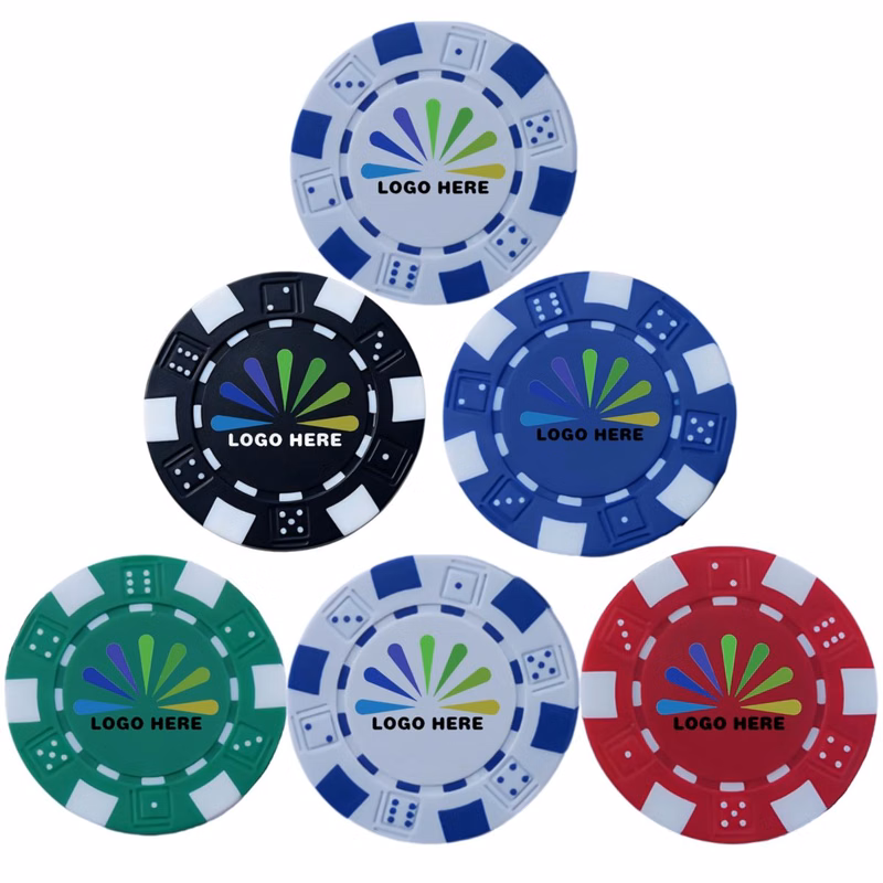 Dice Striped Custom Poker Chips With 5 Assorted Solid Colors
