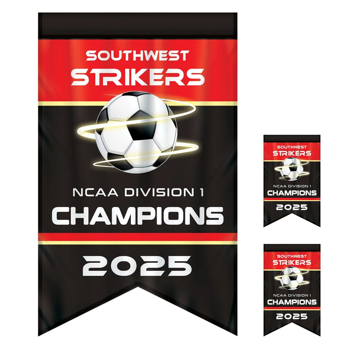 2' x 3' Championship Banner Double Sided Dove Tail Cut 1