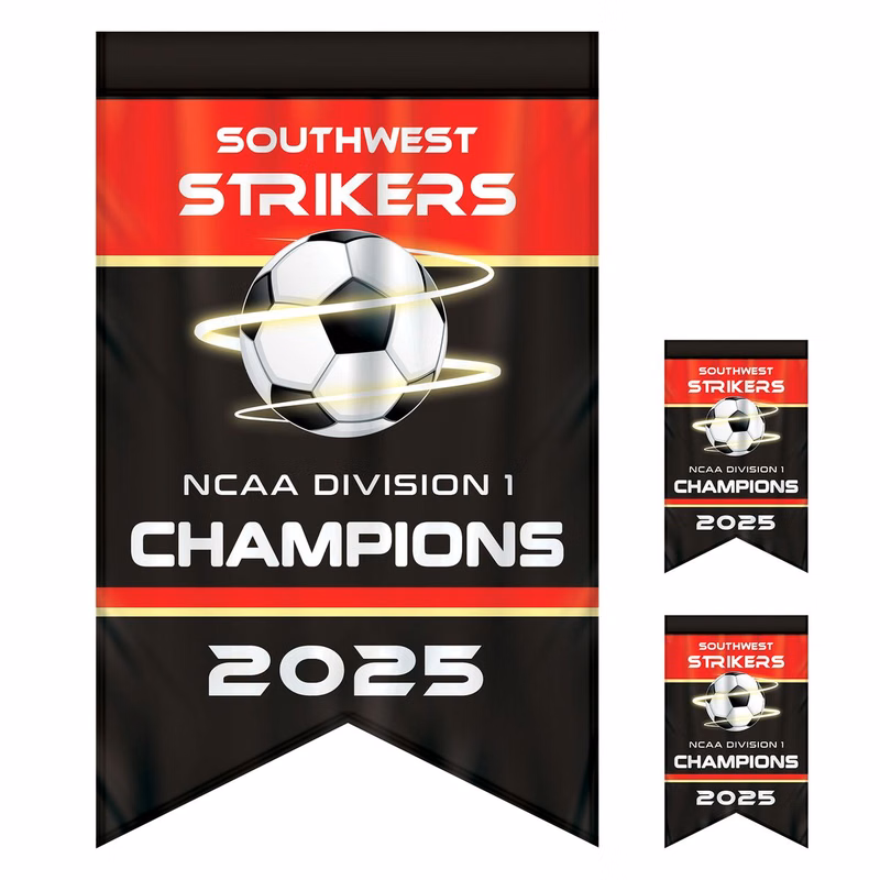 2' x 3' Championship Banner Double Sided Dove Tail Cut