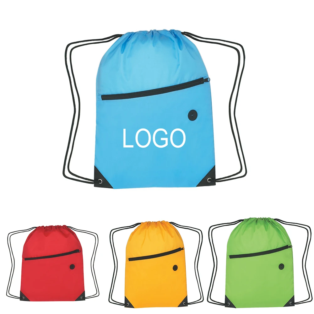 Sports Drawstring Pack With Front Zipper 1