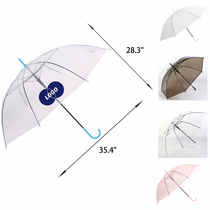 MOQ 50 PCS Lightweight PVC Transparent Umbrella