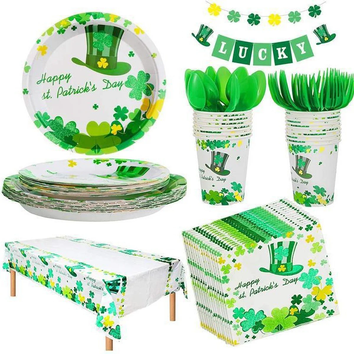 Irish-Themed St Patricks Day Decorations Plates Napkins Set 1