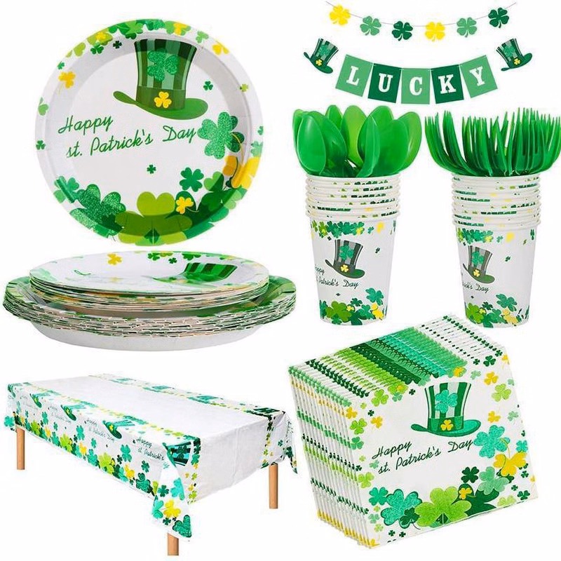Irish-Themed St Patricks Day Decorations Plates Napkins Set