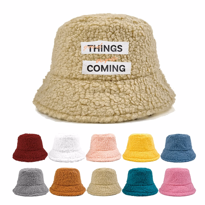 Winter Lambs Wool Bucket Hats For Women