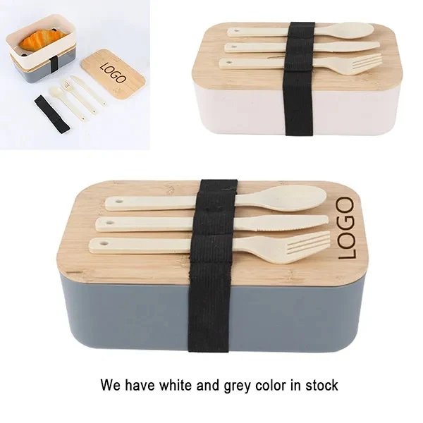 Bento Wheat Straw Lunch Set With Bamboo Lid 1