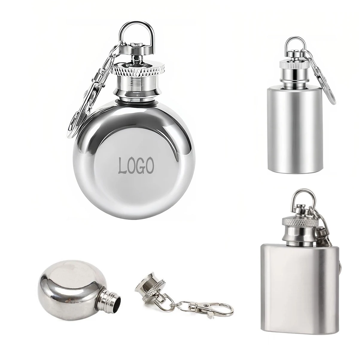 Portable Keychain Round Flask 1