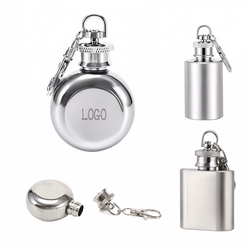 Portable Keychain Round Flask
