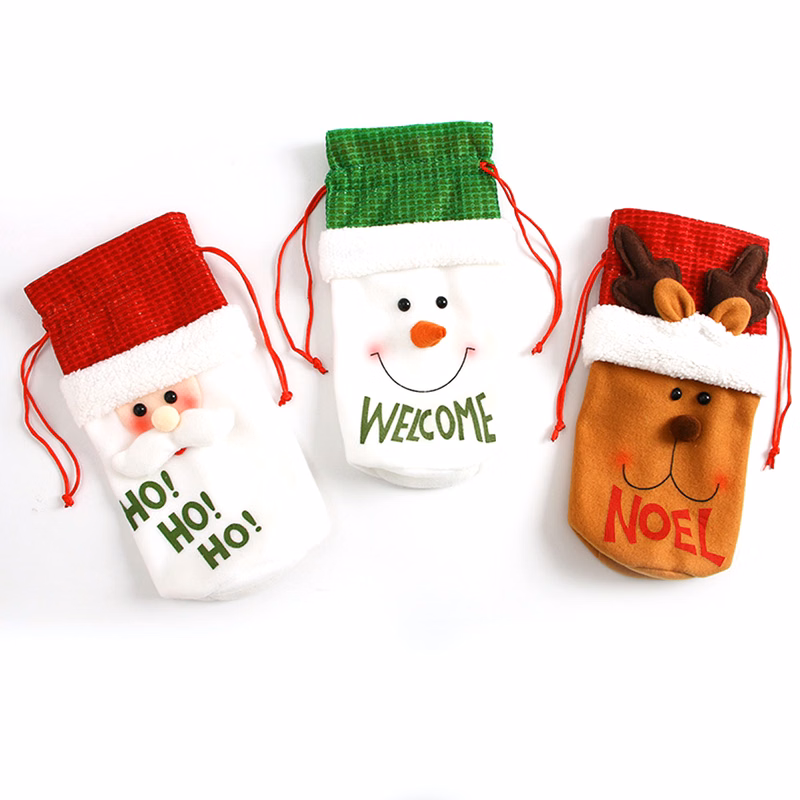 Christmas Wine Bottle Drawstring Bag