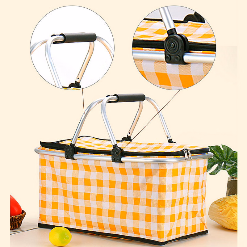 Foldable Picnic Insulated Basket Portable Refrigerated Lunch Bag