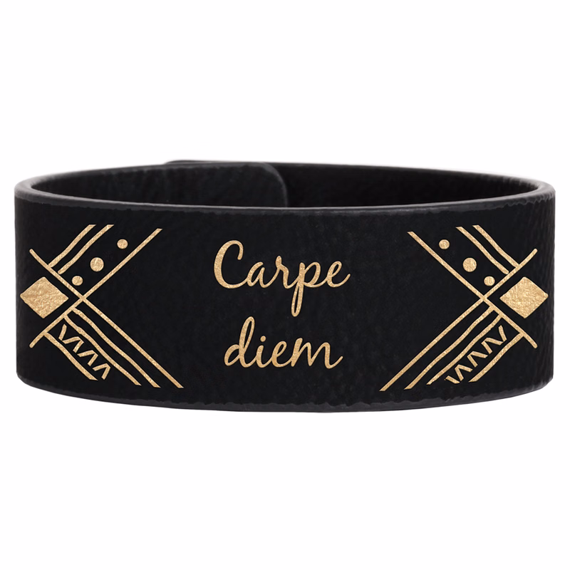 9 1/2" x 1" Black/Gold Leatherette Cuff Bracelet