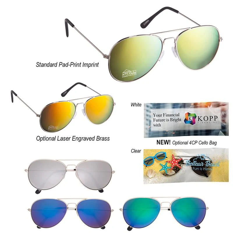 Color Mirrored Aviator Sunglasses 1