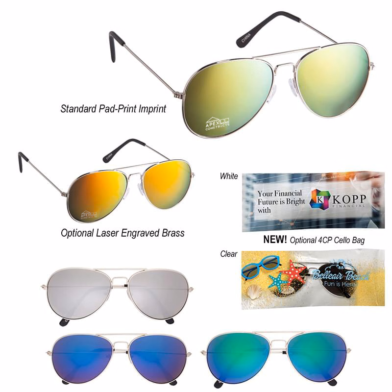 Color Mirrored Aviator Sunglasses