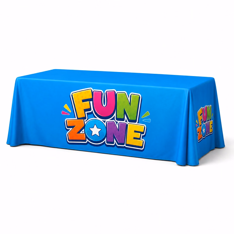 8' Custom Sublimated Premium Draped Table Cover