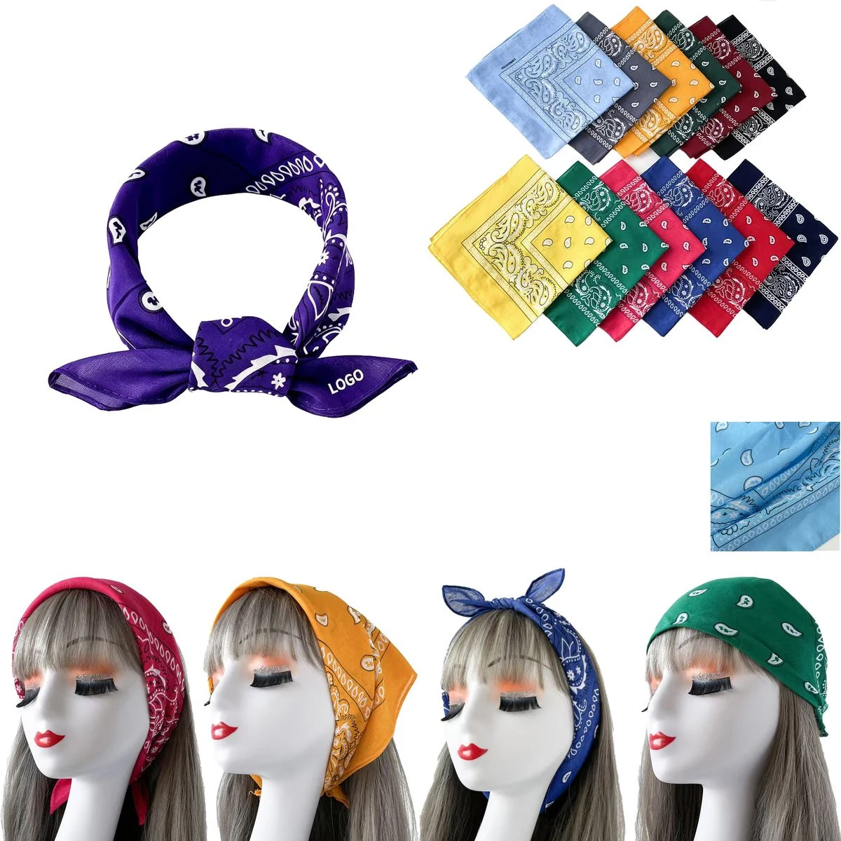 Cotton Bandana With Classic Paisley Pattern Custom Logo 1