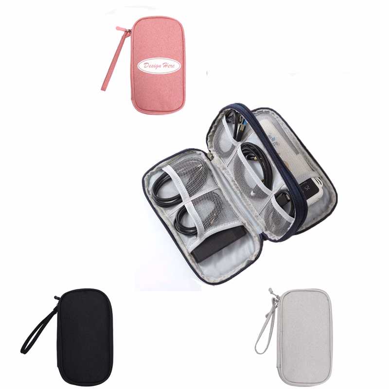 Portable Travel Cable Organizer Bag, Double-Layer Waterproof Case