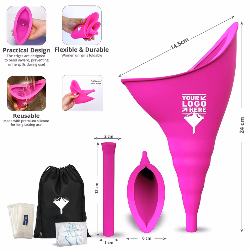 Comfortable Hygienic Women Portable Urinal Reusable Female Urination Silicone Pee Funnel Device