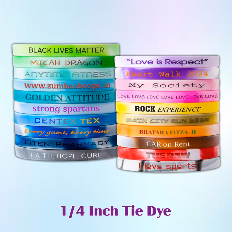 Tie Dye Silicone Wristband - 1/4" band