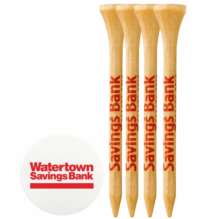 4 Wood Tees 2 3/4", 1 Ball Marker