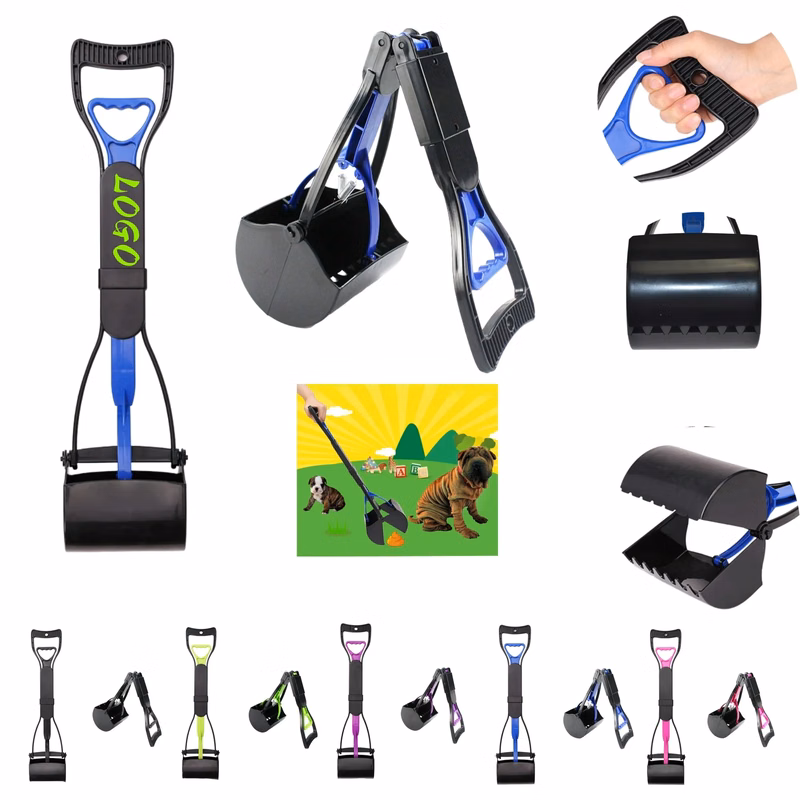 Foldable Long-Handled Pet Pooper Scooper With Trash Bag
