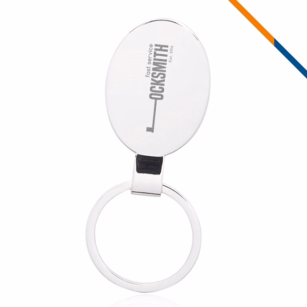 Custom Chrome Zinc Alloy Keychain with Split Ring — Sleek Business Professional Accessory