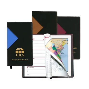 Keystone Series Soft Cover 2 Tone Vinyl Weekly Planner w/ Map / 2 Color 1