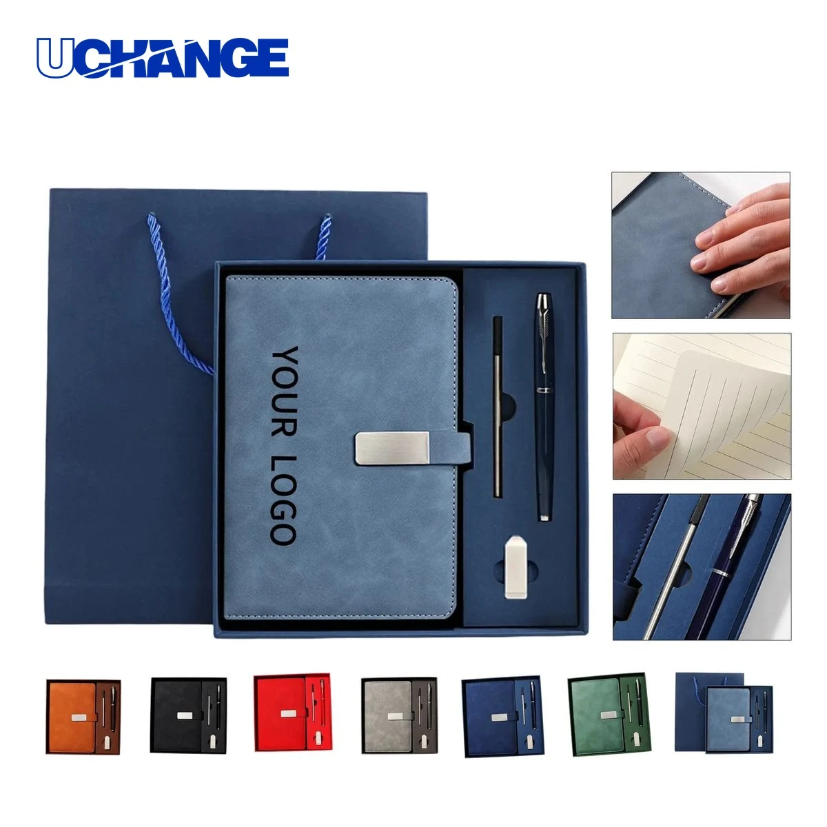 Faux Leather Snap Notebook Gift Set Kit 1