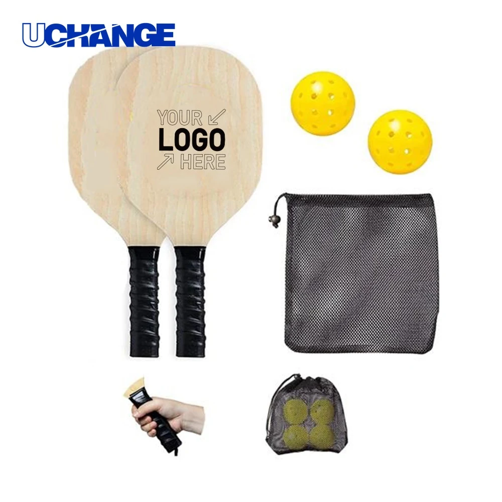 Pickleball Wood Paddle Set with 2 Paddles 1