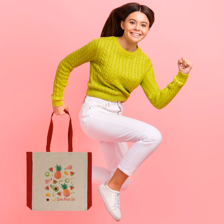 Side Red Color Cotton Tote