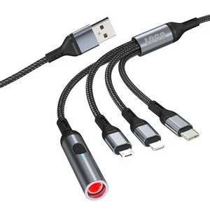 4 in 1 Car Charge Cable With Multiple Connectors Aluminum Alloy Design 1