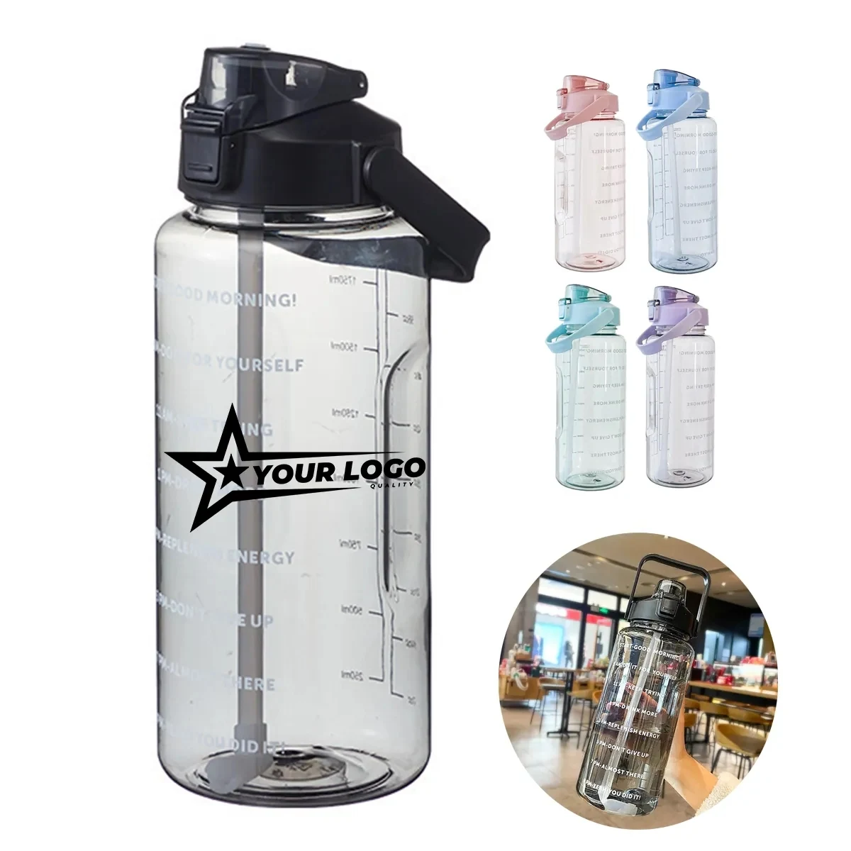 67OZ. Water bottle with straw portable sports fitness cup 1