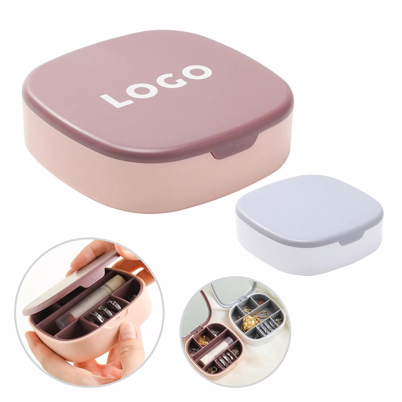 Mini Portable Travel Jewelry Ring Case With Mirror
