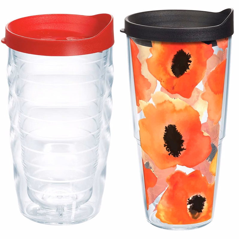 15 Ounce Clear Colorful Insulated Tumbler