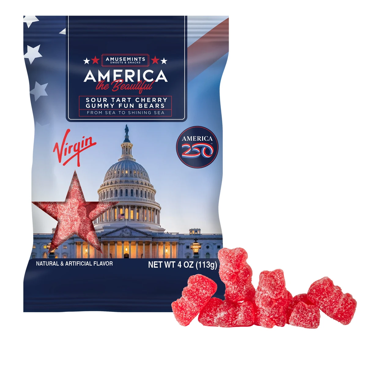 America 250- 4oz. Digibag-Cherry Gummy Bears 1