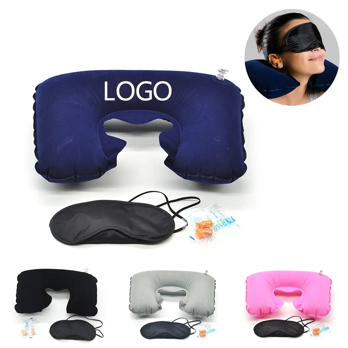 Travel Pillow Kit W/Ear Plugs & Eye Mask 1