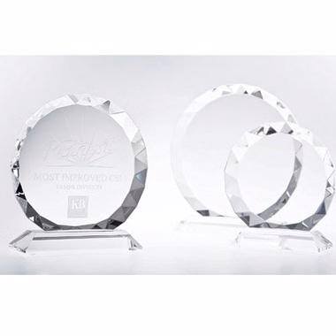GEM-CUT CIRCLE CRYSTAL WITH BASE