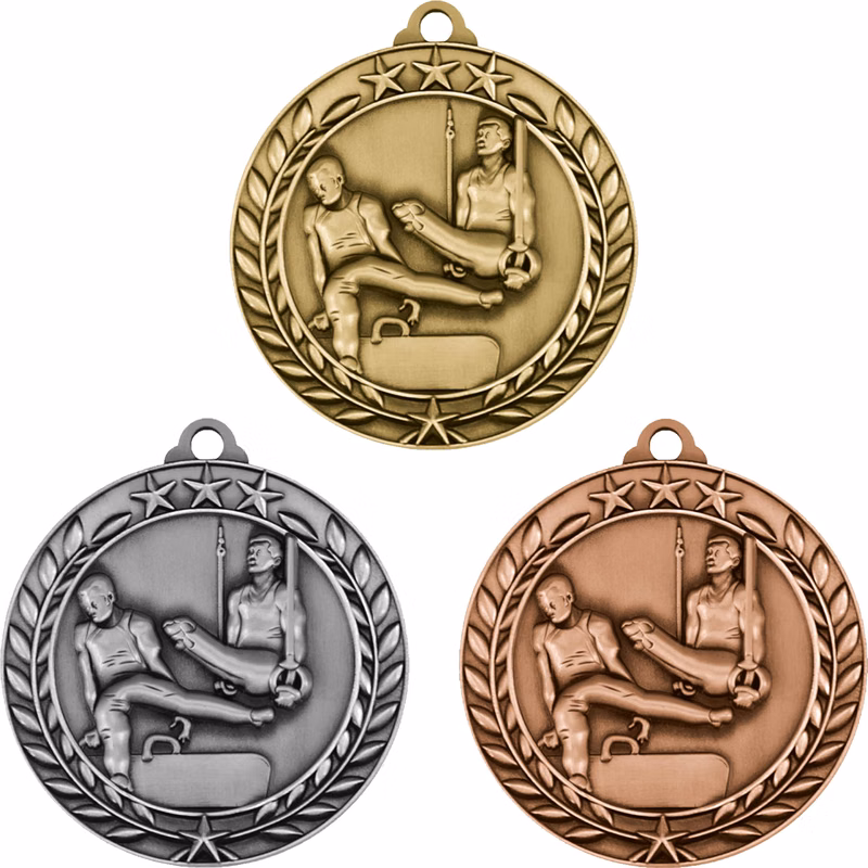 Stock Small Academic & Sports Laurel Medals: Men's Gymnastics