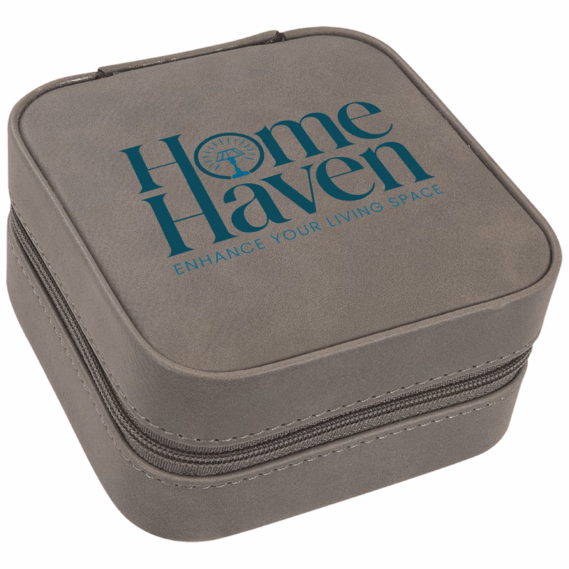 Gray Leatherette Travel Jewelry Box