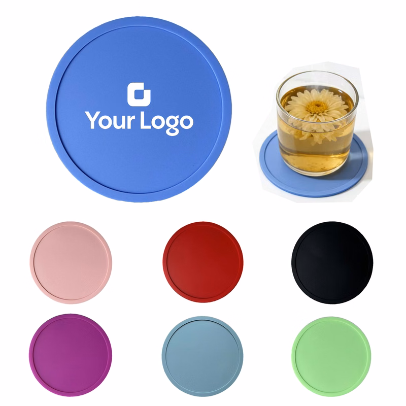 Round Silicone Coasters Custom Logo Heat Resistant