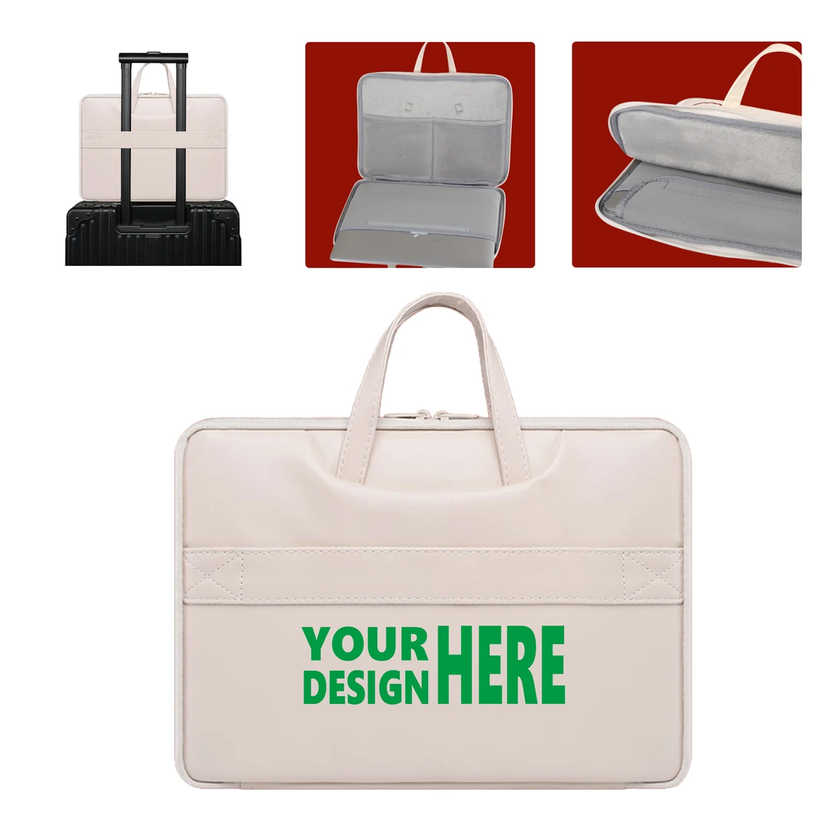 MOQ50 Stylish PU Leather Laptop Case with Handle 1