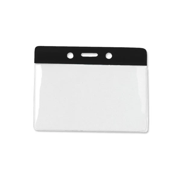 Vinyl Horizontal Top Load Badge Holder (4.10"x 3.5")(Black) 1