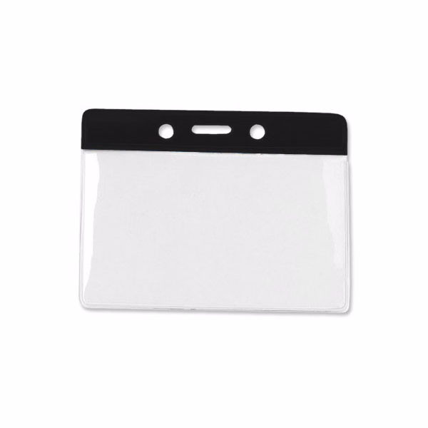 Vinyl Horizontal Top Load Badge Holder (4.10"x 3.5")(Black)