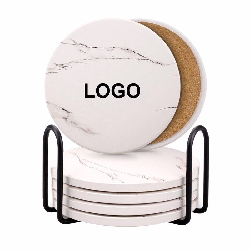 Round Absorbent Stone Coaster Set Of 6