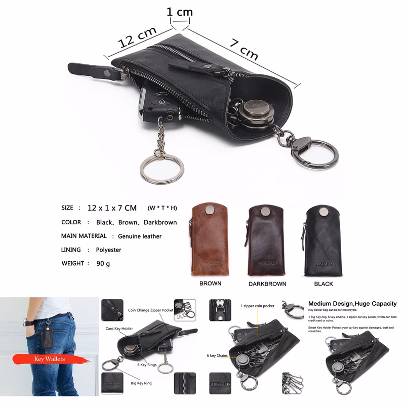 Genuine Leather Zipper Coin Pocket Purse