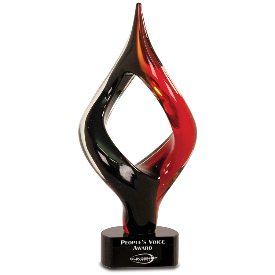 13.25" Red/Black Twist Art Glass 1