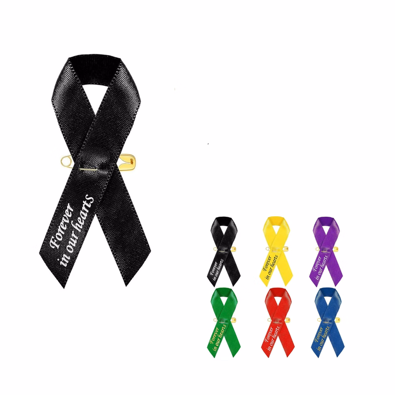 Classic Ribbon Lapel Pin For Memorial And Funeral