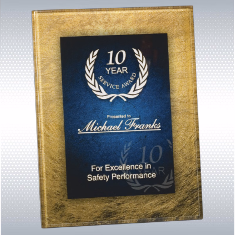 Gold/Blue Acrylic Art Plaque w/Easel & Hanger (8 3/4" x 11 3/4")