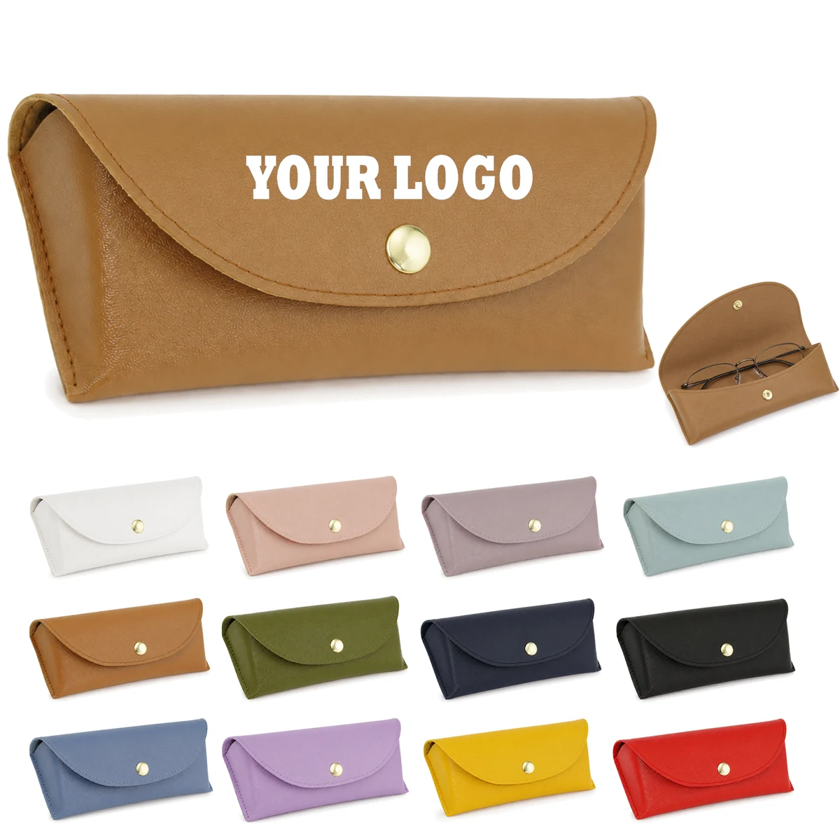 Portable PU Snap Closure Eyewear Storage Pouch 1