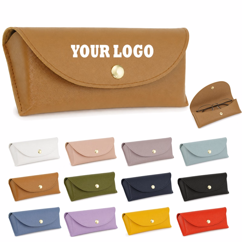 Portable PU Snap Closure Eyewear Storage Pouch